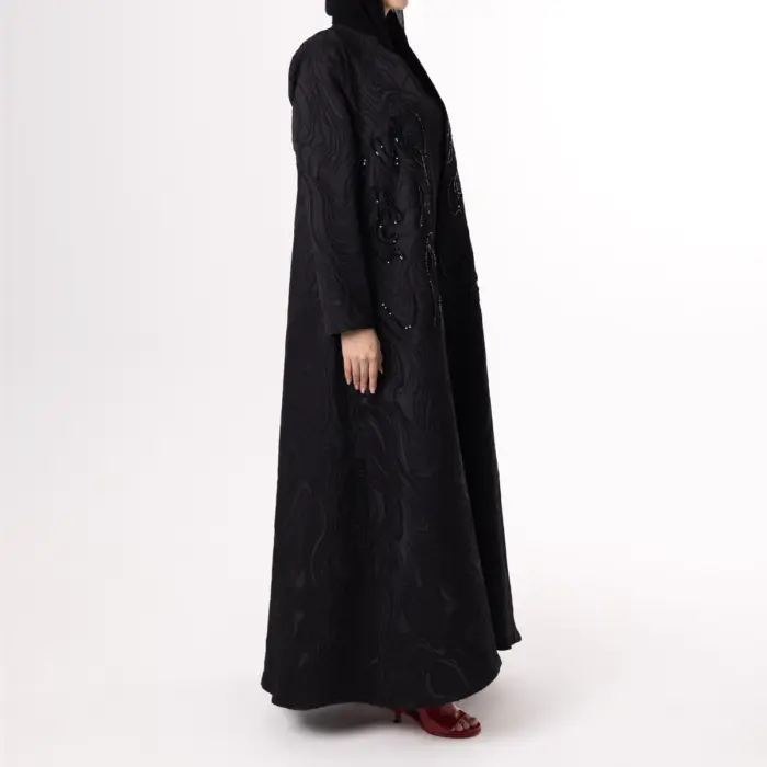 Noir Cascade Abaya - Image 2